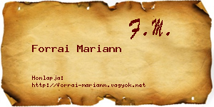 Forrai Mariann névjegykártya